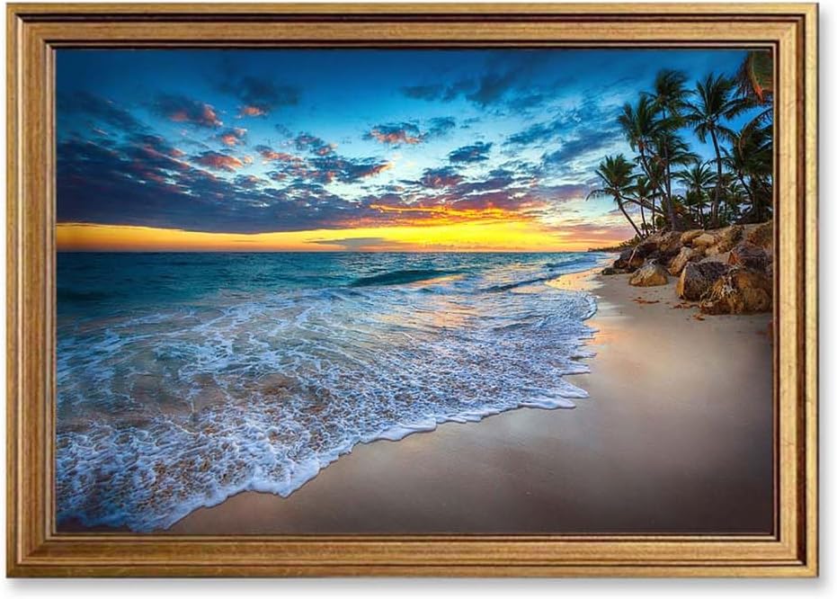 Sunset Canvas Wall Art Home Paintings Adult Male Kayaking At Sunset On Peaceful Horizontal Wall Paintings For Living Room Bedroom Bathroom Office 16x24 Inch