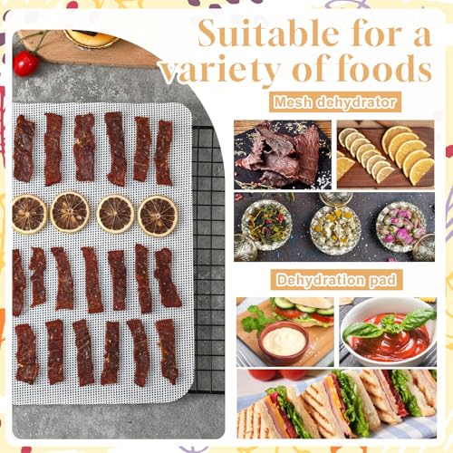 IMengjbang 16 Pcs Silicone Dehydrator Trays Set, Including 8 Silicone Food Dehydrator-Trays with Edge and 8 Mesh Dryer Mats, 11x 11inch Reusable Non Stick Dehydrator Sheets - Thumbnail 6