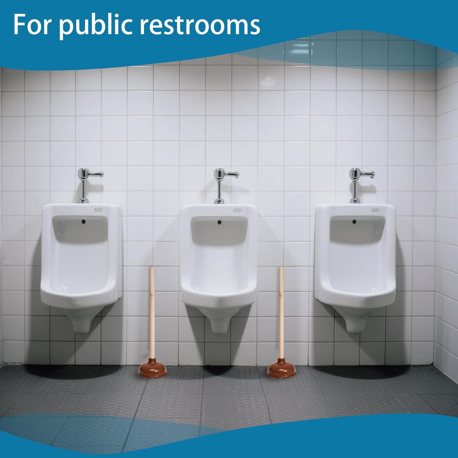 10 Pcs Toilet Plungers with 18 Inch Long Wooden Handle Heavy-duty Design, Strong Force Suction Cup Rubber Plunger for Bathroom, Fix Clogged Toilets, Drains, and Sinks (Brown)