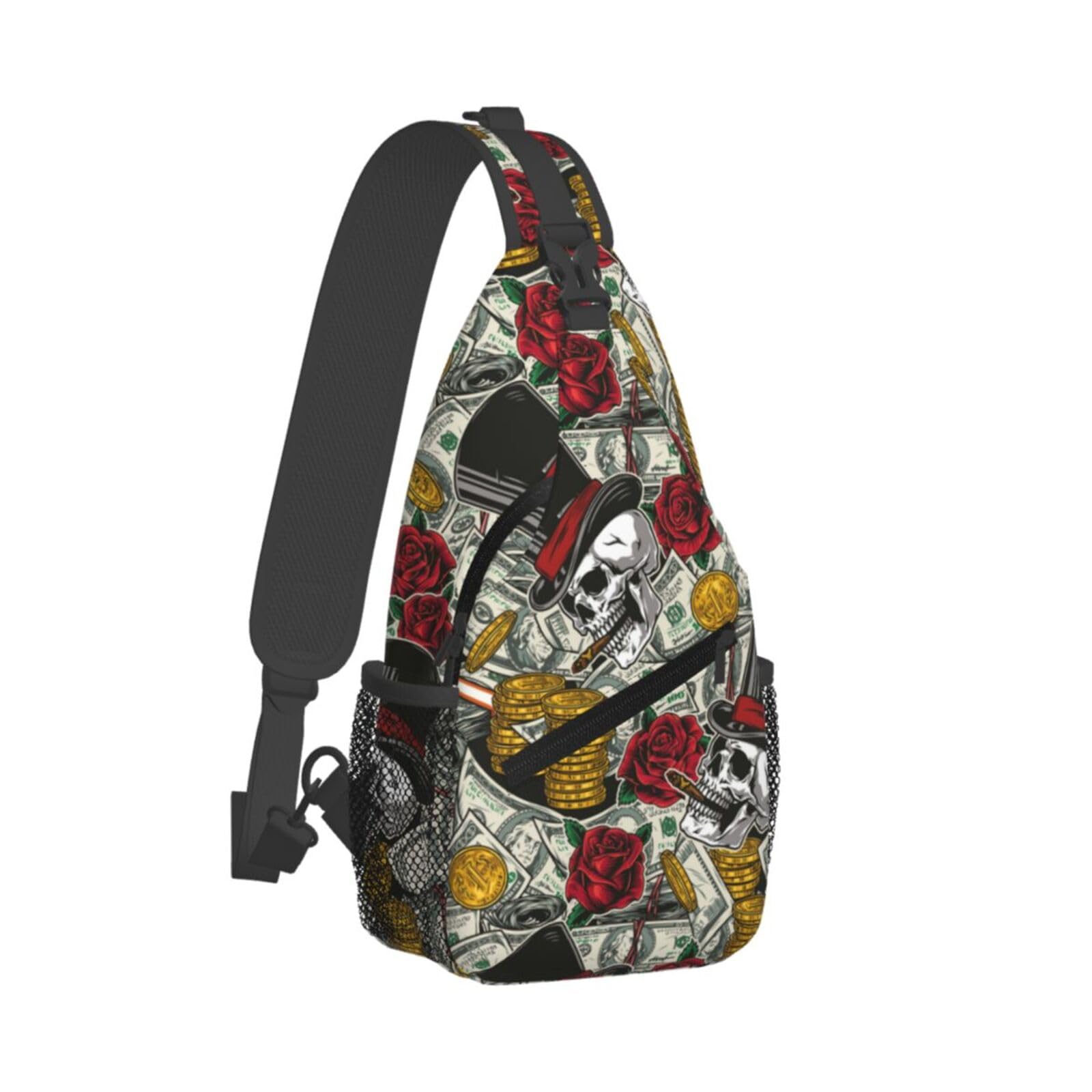 FHSUISN Us Bill Dollars Money Sling Backpack Chest Bag Crossbody Shoulder Bag Gym Cycling Travel Hiking Daypack For Men Women