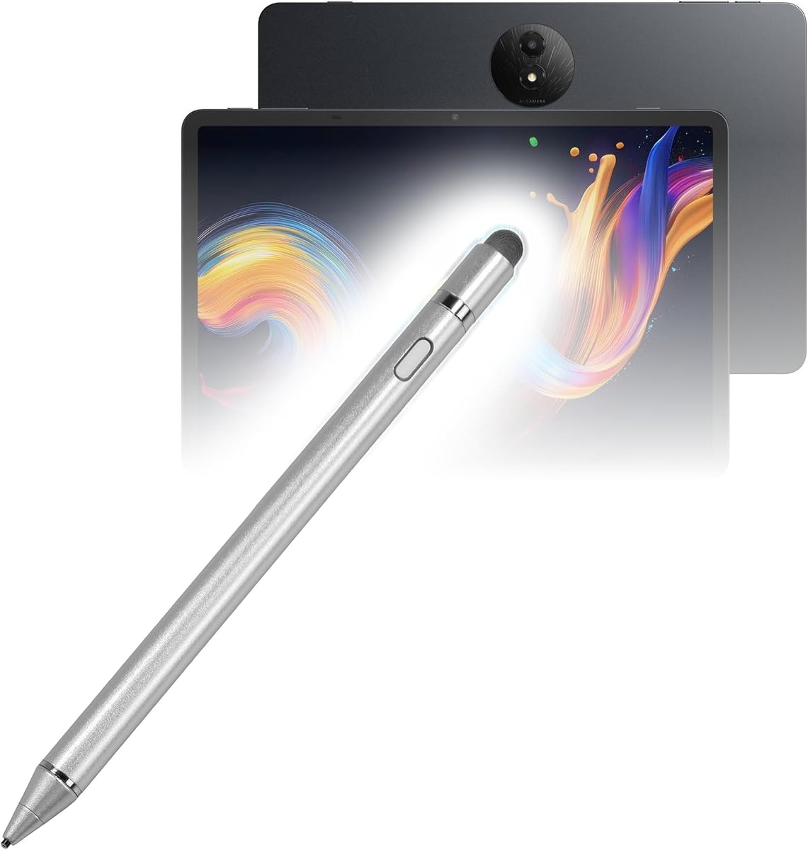 BoxWave Stylus Pen Compatible with TCL NXTPAPER 11 Plus (11.5 in) - AccuPoint Active Stylus, Electronic Stylus with Ultra Fine Tip - Metallic Silver