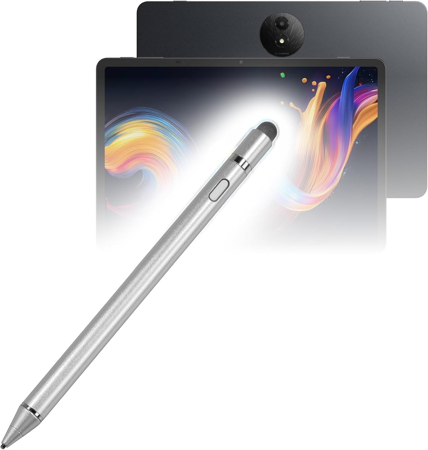 BoxWave Stylus Pen Compatible with TCL NXTPAPER 11 Plus (11.5 in) - AccuPoint Active Stylus, Electronic Stylus with Ultra Fine Tip - Metallic Silver