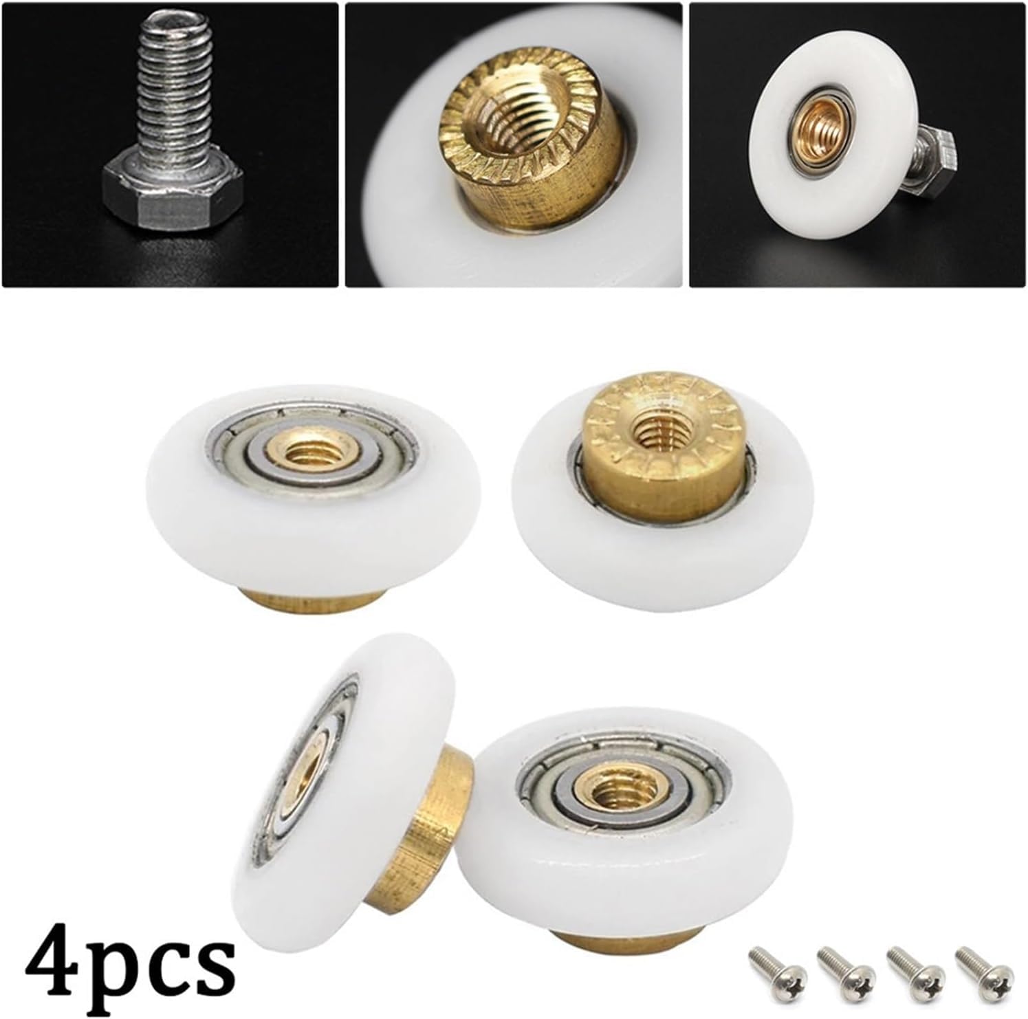 4 Stück Ersatz-Rollen for Duschtüren, 20–27 Mm, Rollen for Badezimmer-Glasschiebetüren(27mm)
