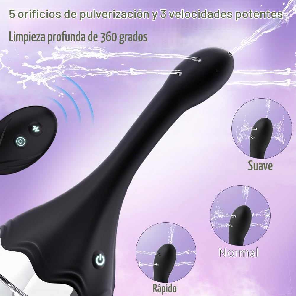 Ducha anal Pera de enema automática-Enemas eléctricos de 20 oz para limpieza de colon para mujeres con 3 velocidades y 5 boquillas,Duchas de silicona para hombres Limpiador anal