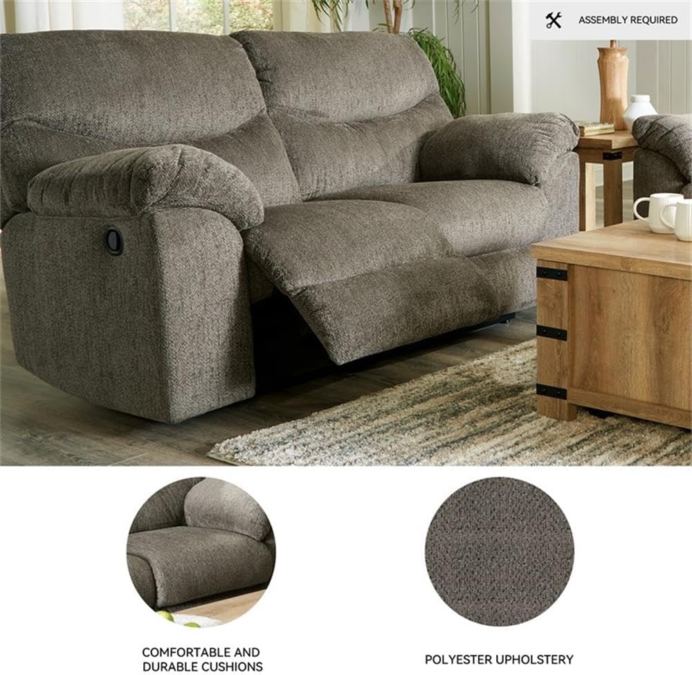 BOWERY HILL 3-Piece Reclining Sofa Set in Gray Polyester Fabric Upholstered