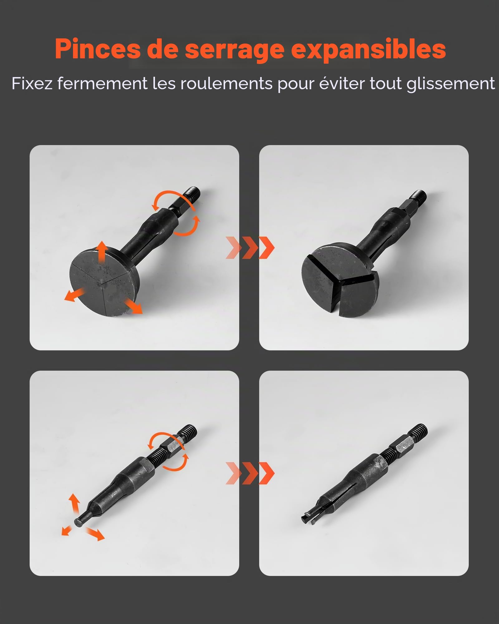 VEVOR Ensemble d'Extracteurs de Roulements dans Trou Borgne 16PCs, Kit d'Extraction de Bagues et de Joints de Roulements Intérieurs avec Marteau à Inertie, 10 Pinces Fendues et Contre-Appui, Atelier