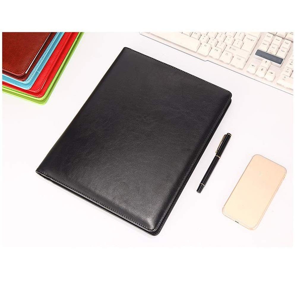 Carpeta de conferencias, multifunción, con calculadora, profesional, para entrevistas, currículum, organizador de archivos, bolsa de documentos de negocios (negro, 320 x 248 mm)