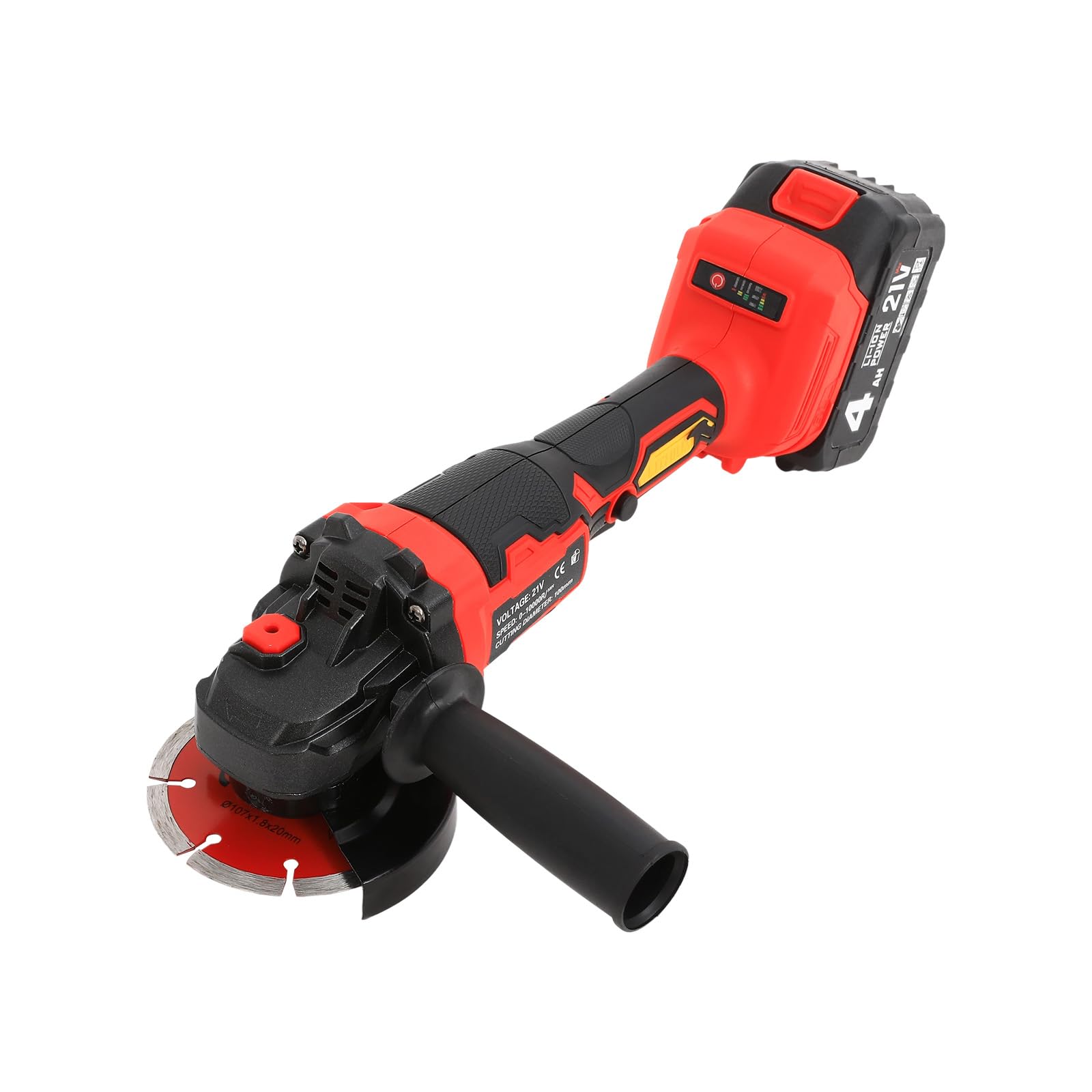 Smerigliatrice angolare a batteria, smerigliatrice con regolazione della velocità (3 marce), motore senza spazzole, diametro di taglio: 10 cm, protezione da surriscaldamento, 1500 W, 0-10000