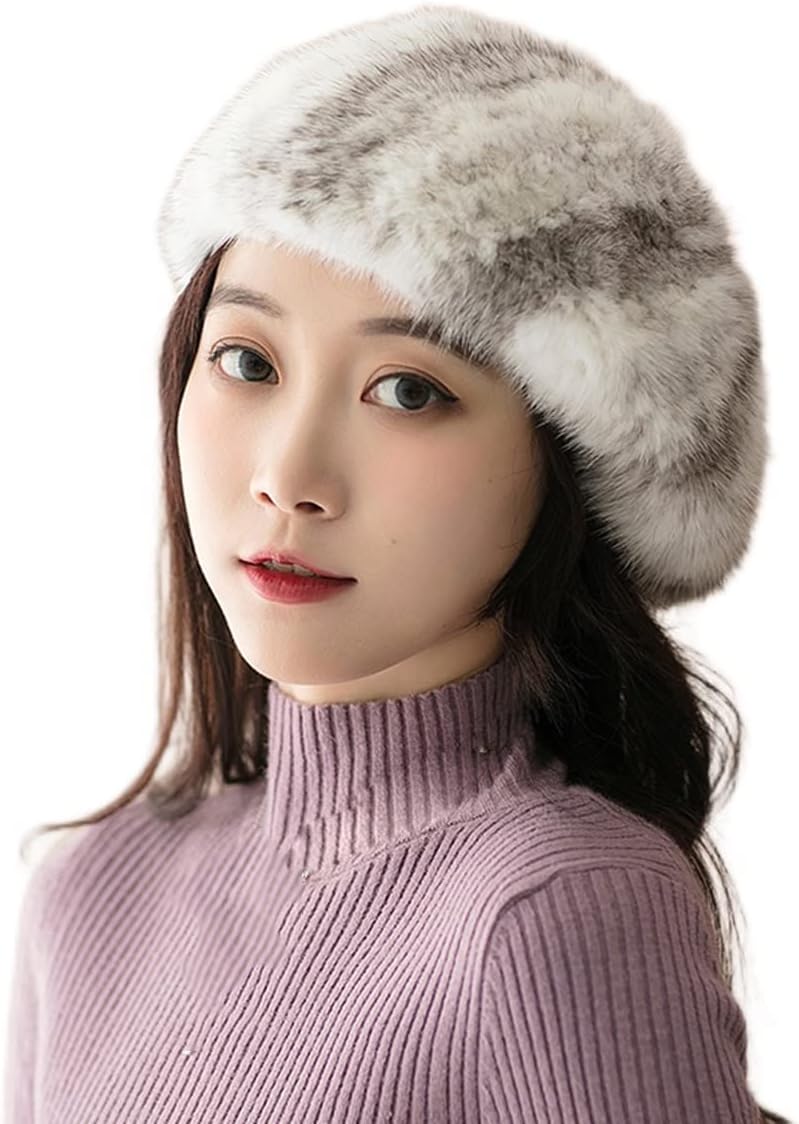 Womens Real Mink Hair Hat Knitted Winter Skullies Beanies Girls Skiing Cap Warm Outdoor