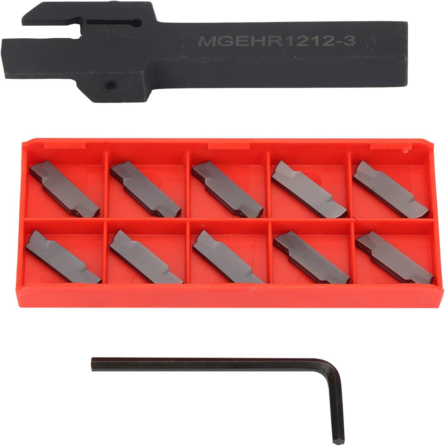 Lathe Cut Off Tool Grooving Parting Tool Holder 12x12mm with 10pcs Inserts and Wrench MGEHR1212-3