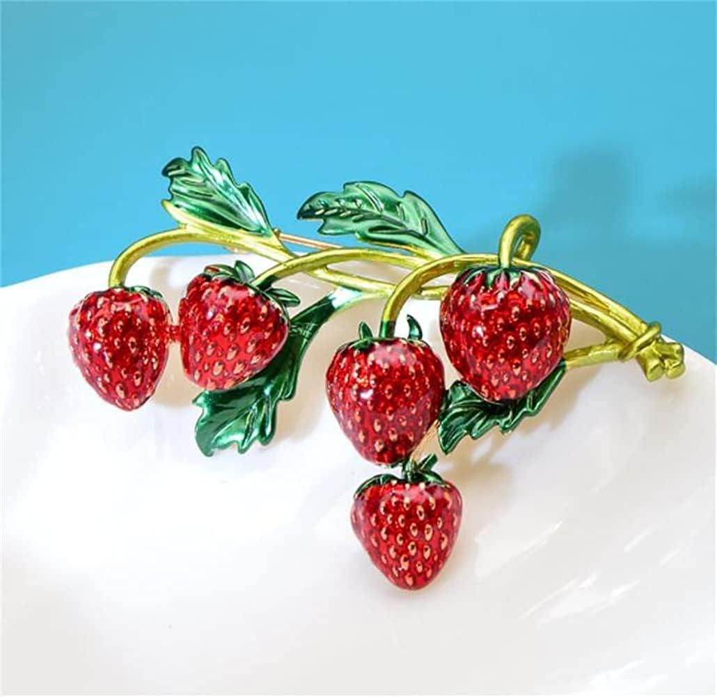 Strawberry Enamel Brooch For Women Red Strawberry Pin Brooch Fruit Brooches Pins Badges for Clothing Backpacks Bag - Image 3
