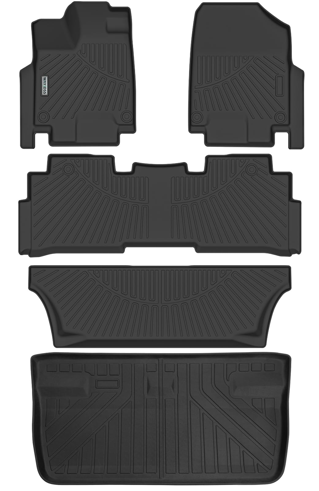 WAYIDSS Floor Mats&Trunk Mat for Honda Odyssey 2018-2023 2024, 3 Rows Full Set with Cargo Liner,TPE All Weather Protection Car Floor Liners Accessory Custom Fit for Honda Odyssey-Black