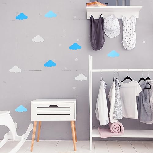 Miniatura 2 de TOVINANNA Calcomanías de pared de nubes, vinilo de EVA autoadhesivo para pared, decoración para jardín de infantes, aula, nubes para niños,
