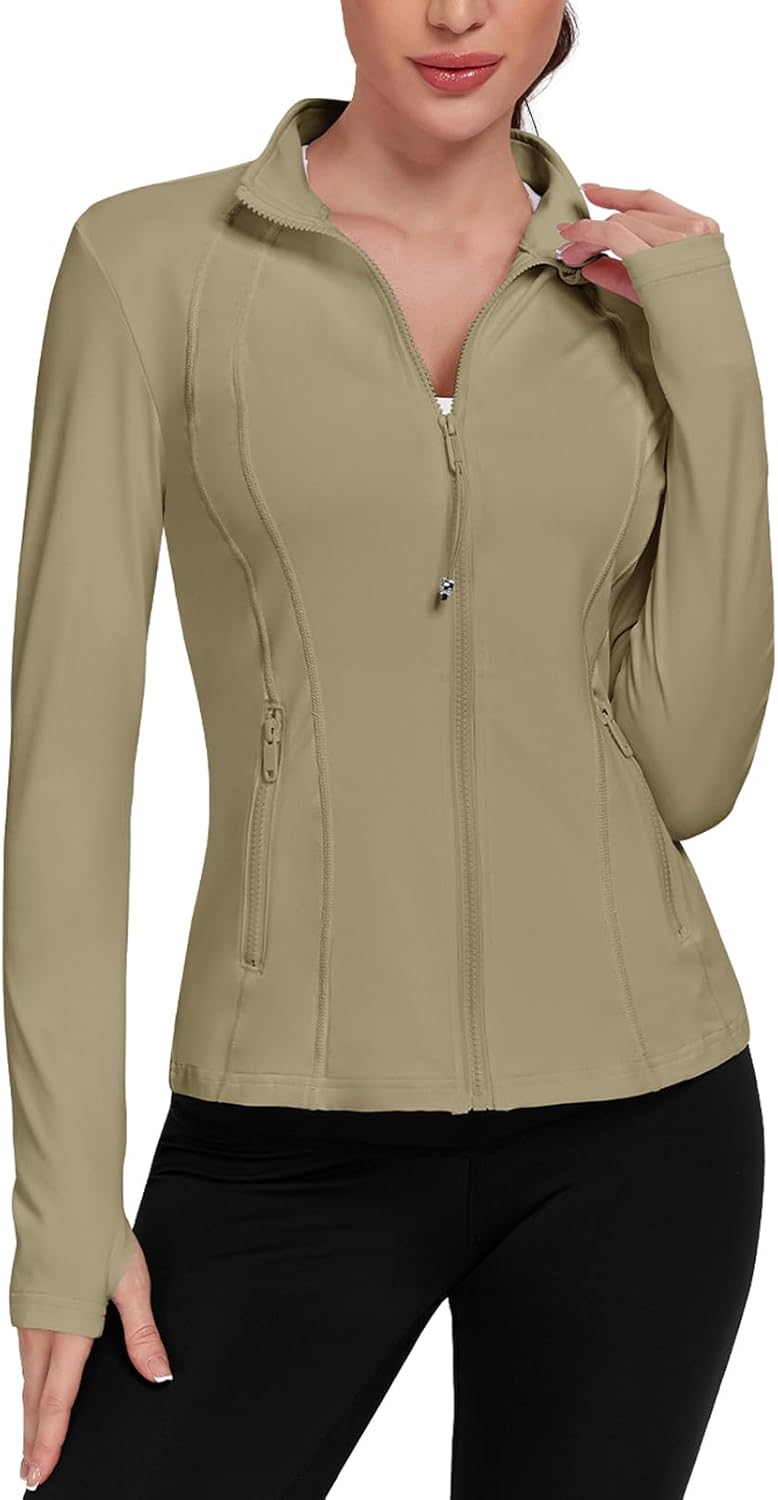 VUTRU Women's Lightweight Running Jackets Full Zip Workout Jacket Slim Fit Yoga Athletic Tops With Pockets