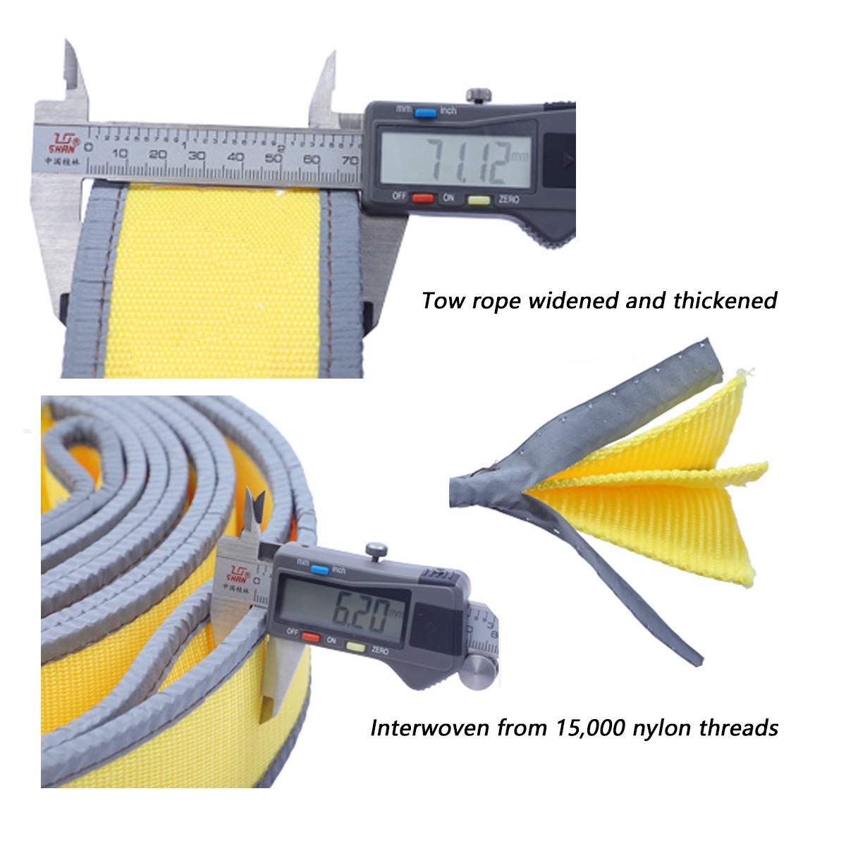 Coche Cuerda de Remolque, con 2 Ganchos de Seguridad y Guantes, Cuerda de Remolque de Alta Resistencia, Cuerda de Nylon de Alta Densidad, Engrosada 3 Capas (Size : 5m/10t)