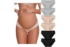 KUNINDOME Women's Cotton Maternity Underwear Under Bump, Pregnancy and Postpartum Panties