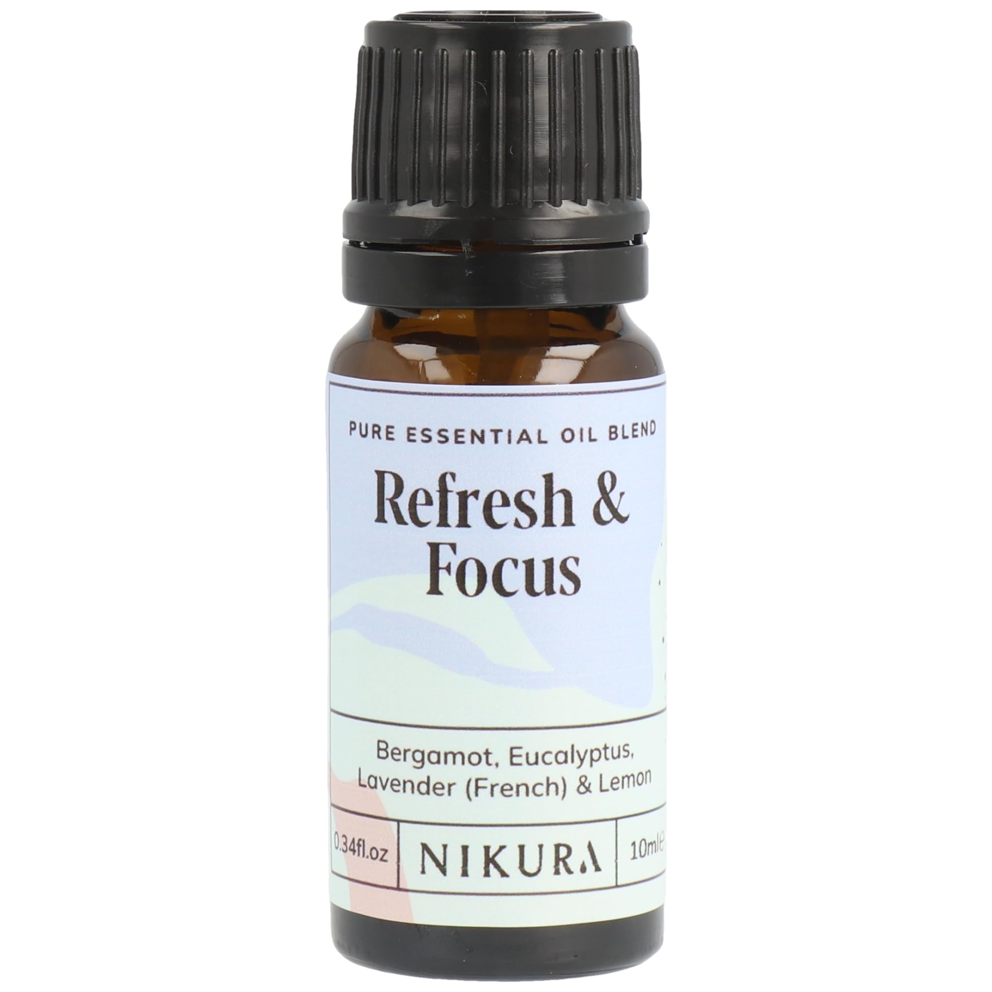 Nikura Refresh & Focus Essential Oil Blend - 10ml | Made from Bergamot, Eucalyptus, Lavender & Lemon | for Aromatherapy, Diffusers, Soap Making, Candle Making, Studying | Vegan & UK Made