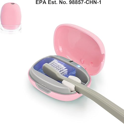 Miniatura 8 de ELMWAY Estuche desinfectante para cepillos de dientes UV, esterilizador de cepillo de dientes, cubierta portátil para cepillos de dientes con carga