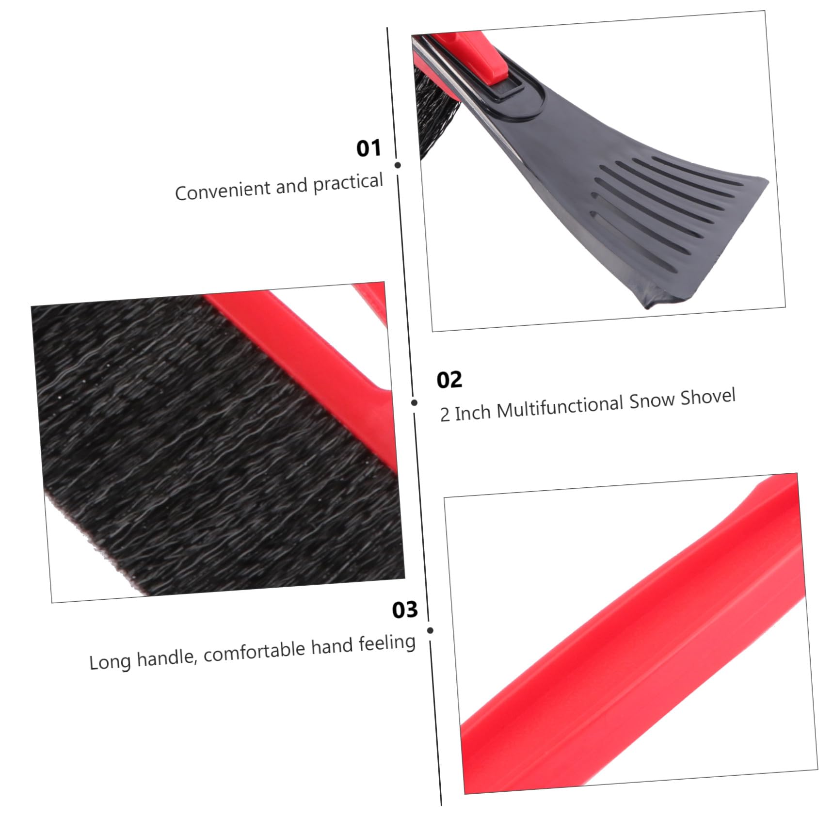 BESTonZON Pala Neve Multifunzionale con Raschiaghiaccio Auto Ergonomico Rimozione Facile Ghiaccio e Neve Colore Casual Colore Casuale