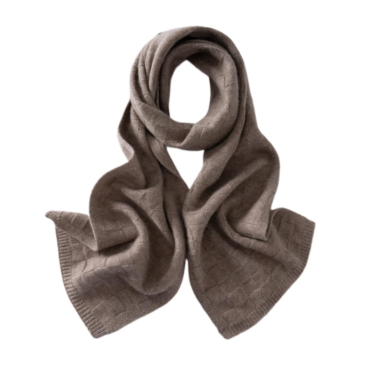 Sciarpa a quadri in vero cashmere, tinta unita, lavorata a maglia, calda, unisex, for uomo e donna Sciarpa(Camel)