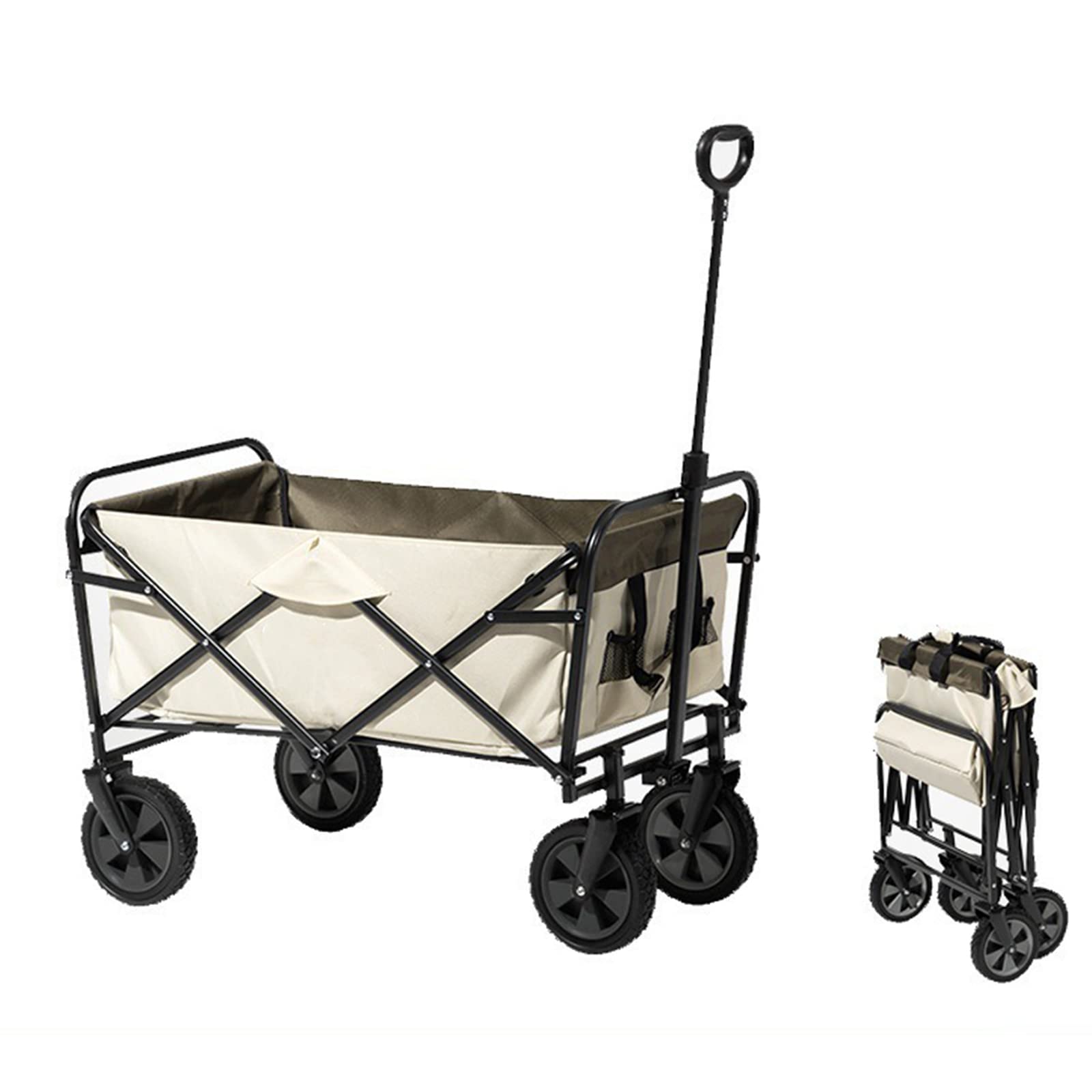WHYUNM26 4-Way Folding Outdoor Trolley Portable Collapsible Wagon Cart with Wheels for Stand Utility Cart for Garden, Camping and Picnic