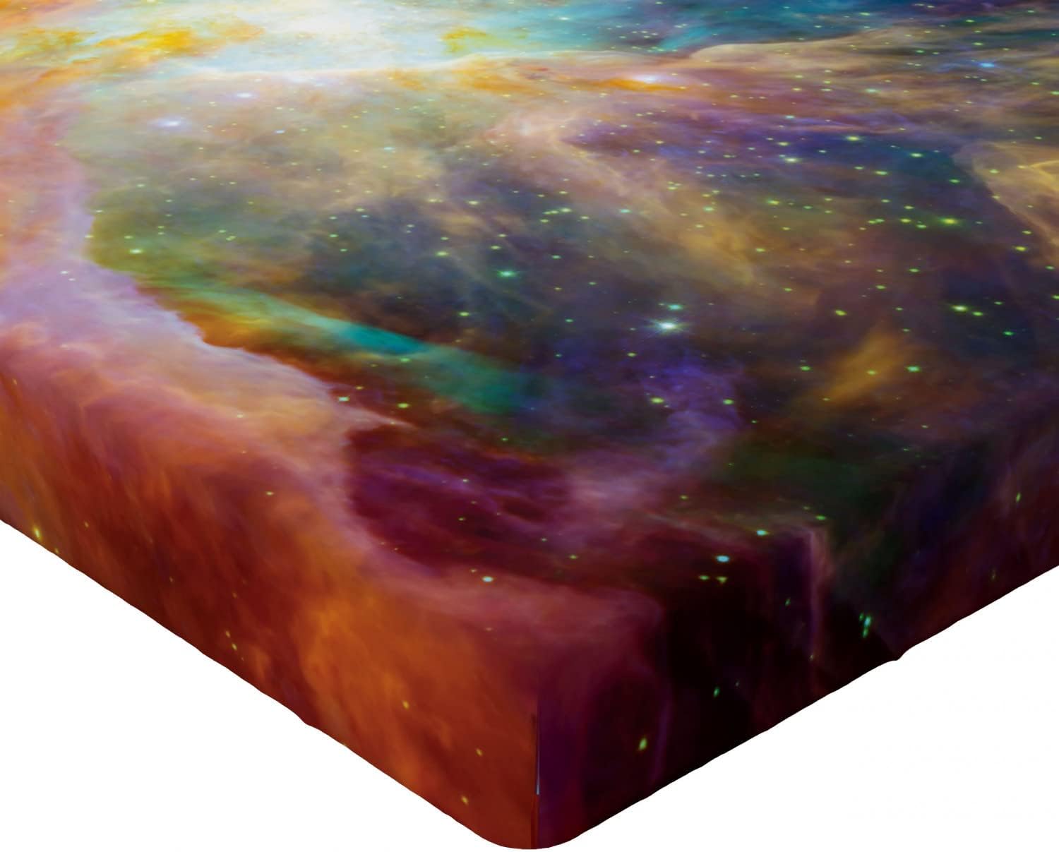 Ambesonne Outer Space Fitted Sheet, Universe Themed Composition with Stars and Nebula Space Dust Colorful Space, Bed Cover with All-Round Elastic Deep Pocket for Comfort, Queen Size, Amber Purple