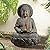 Teamson Home Buddha Zen Statue Water Fountain with LED Light and Pump for Outdoor Patio Garden Backyard Decking, 28 Inch Height, Stone Gray