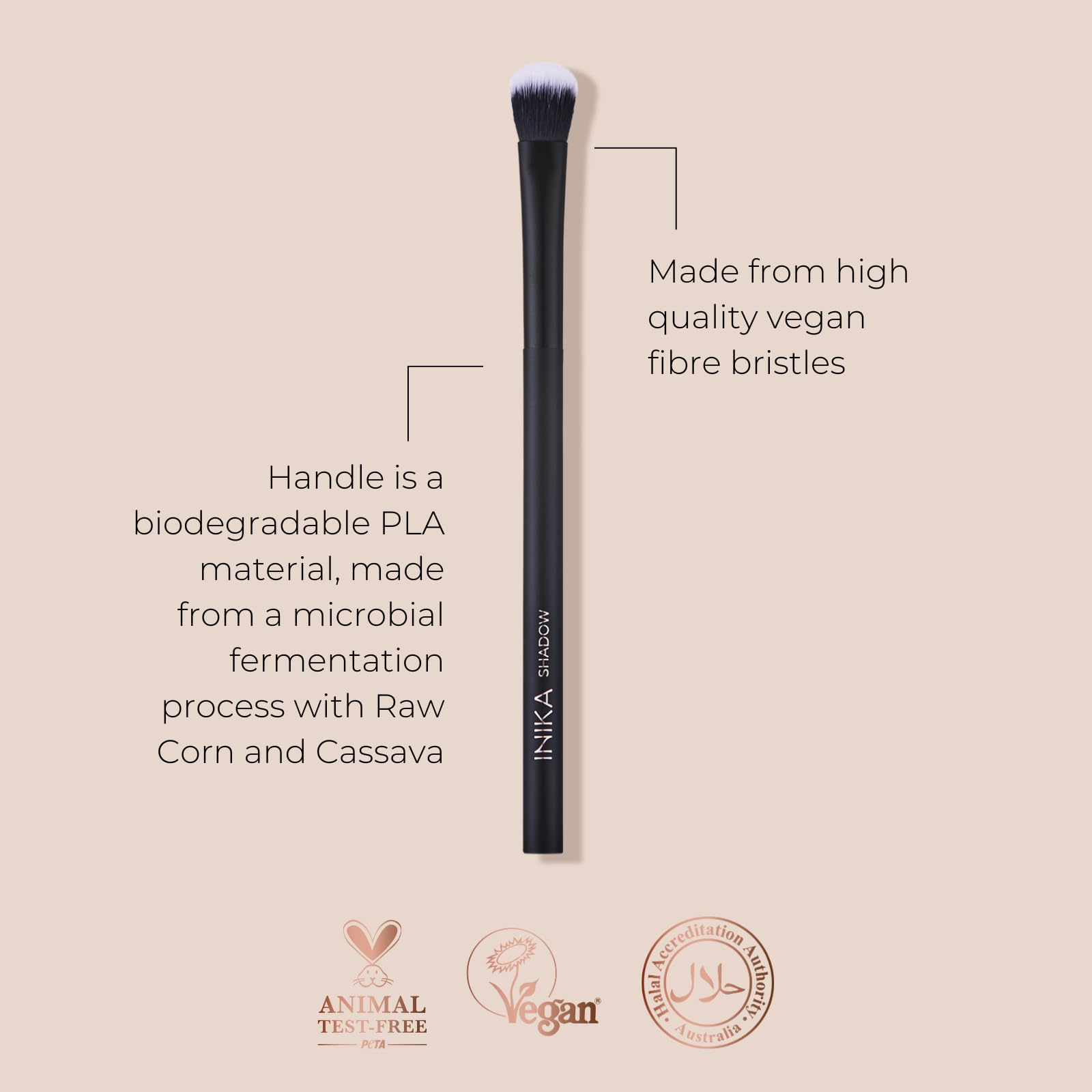 INIKA Shadow Brush | Eyeshadow Professional Blending Application Brush for Powders. Vegan, Cruelty Free, Sustainable