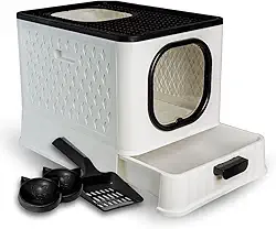 Caixa Areia Fechada Premium Gato Sandbox Higiênica Grande JelPlast (Branco)