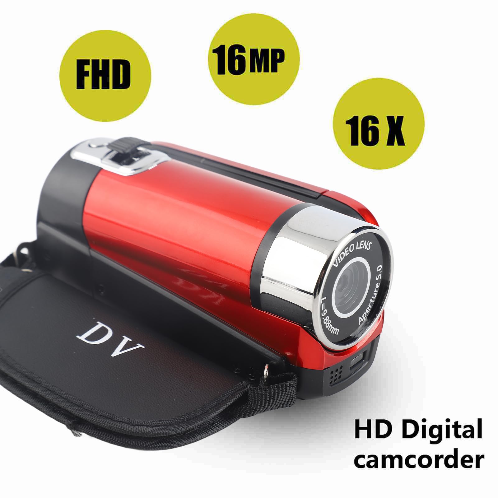 Cuifati Caméscope Numérique, DV à Rotation Full HD 16X, Mini CaméraVidéo pour Enfants, CaméraVidéo Portable Vintage, CaméraVidéo de Prise de Vue Professionnelle pour (Rouge)