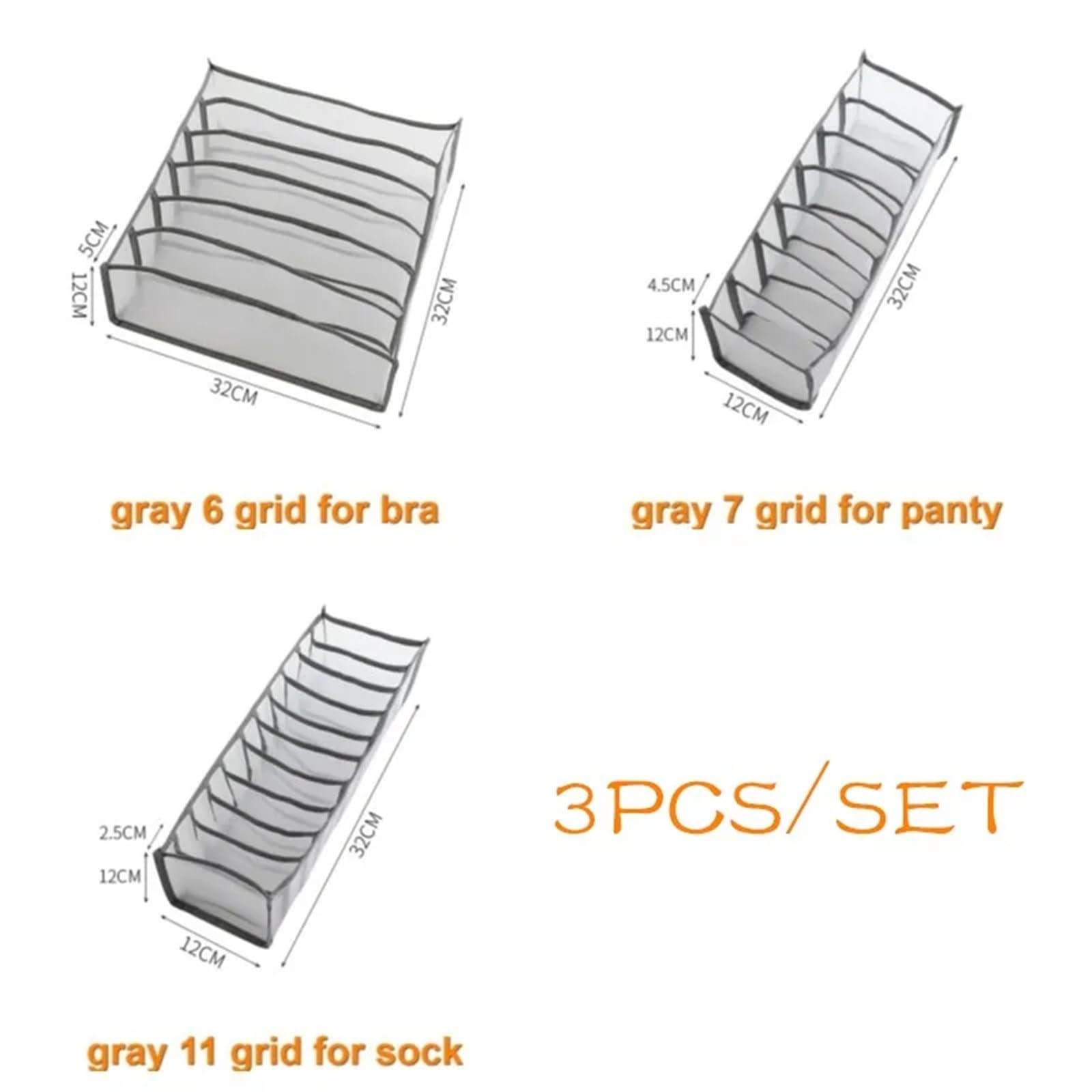 Scatola Porta Calzini Organizzatore di biancheria intima for guardaroba, vestiti, armadietti, cassetti, reggiseni, calzini, scatola immagazzinaggio(White 11 grid,10PCS)
