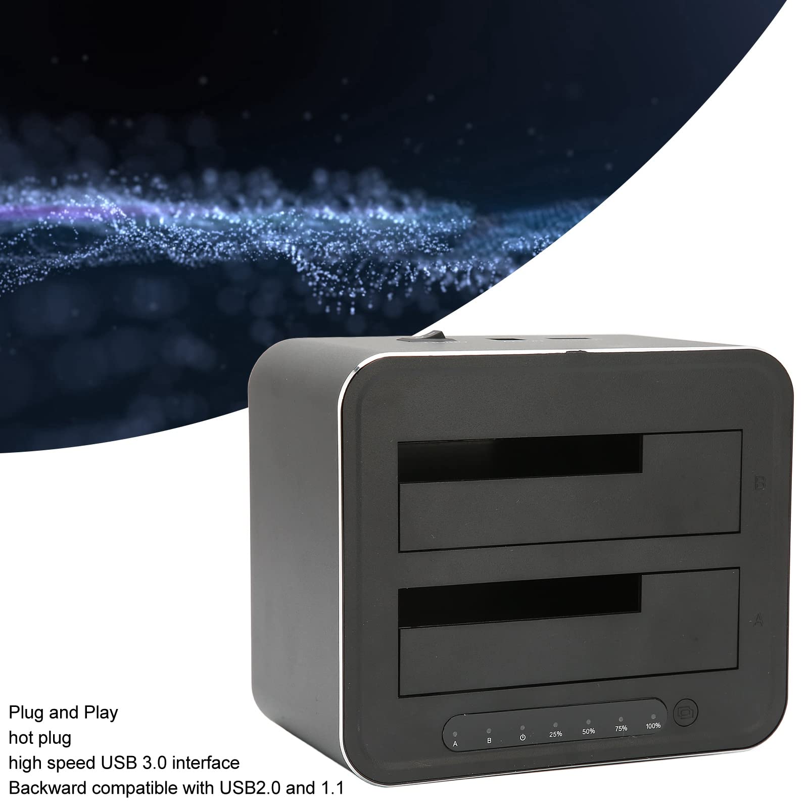 USB 3.0 do SATA Dual-Bay zewnętrzny stacja dokowania dysku twardego, obsługuje 2x 16 TB SSD, z funkcją klonu/duplikatora offline, wtyczką i odtwarzaniem dla 2.5 i 3.5 w HDD SSD SATA(EU)