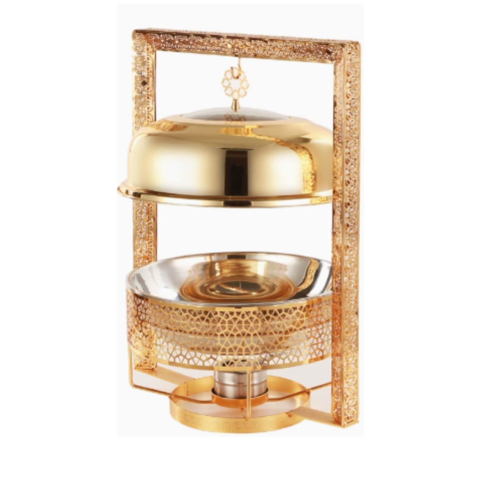 Scaldavivande di Lusso da 8 QT for Buffet | Con coperchio sospeso, elegante motivo cavo, scalda buffet for matrimoni, feste
