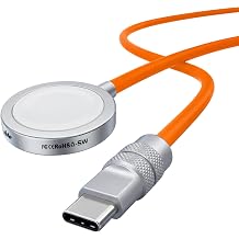 chubbycable Magnetic Charger for Apple Watch USB-C Cable Portable 4FT Soft Silicone Charging Cord Compatible with Apple Watch Series 11/10/9/8/7 SE Ultra 3/2 AirPods Charging Case, Orange
