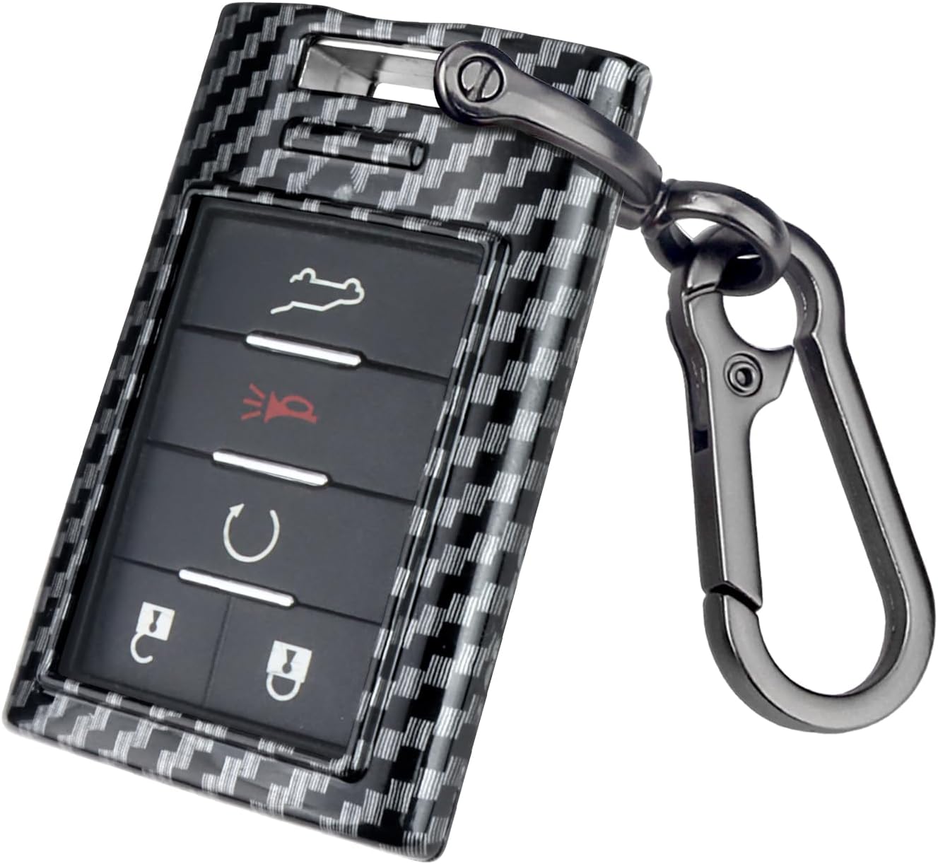for Cadillac Key Fob Keyless Entry Smart Remote Shell Case, ABS Hard Plastic Shell Key fob Protective Compatible with 2006-2014 CTS STS XTS SRX ATS ELR DTS STS Escalade C7 Corvetten (CF/Black)