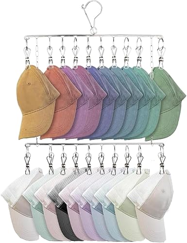 Organizador de sombreros para gorras de béisbol, colgador ajustable de acero inoxidable, clips para colgar gorras de bola para colgar, gorro de