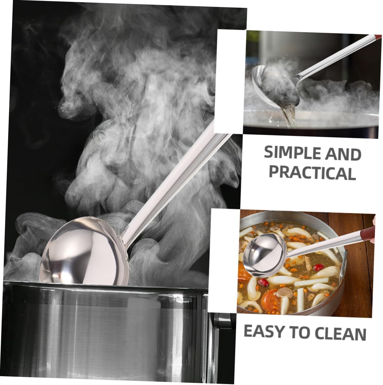 Portable Stainless Steel Cooking Spoon with Wooden Handle Ladle for Soup Rice and Dessert Kitchen Utensil for Home Chefs and Cooking Enthusiasts