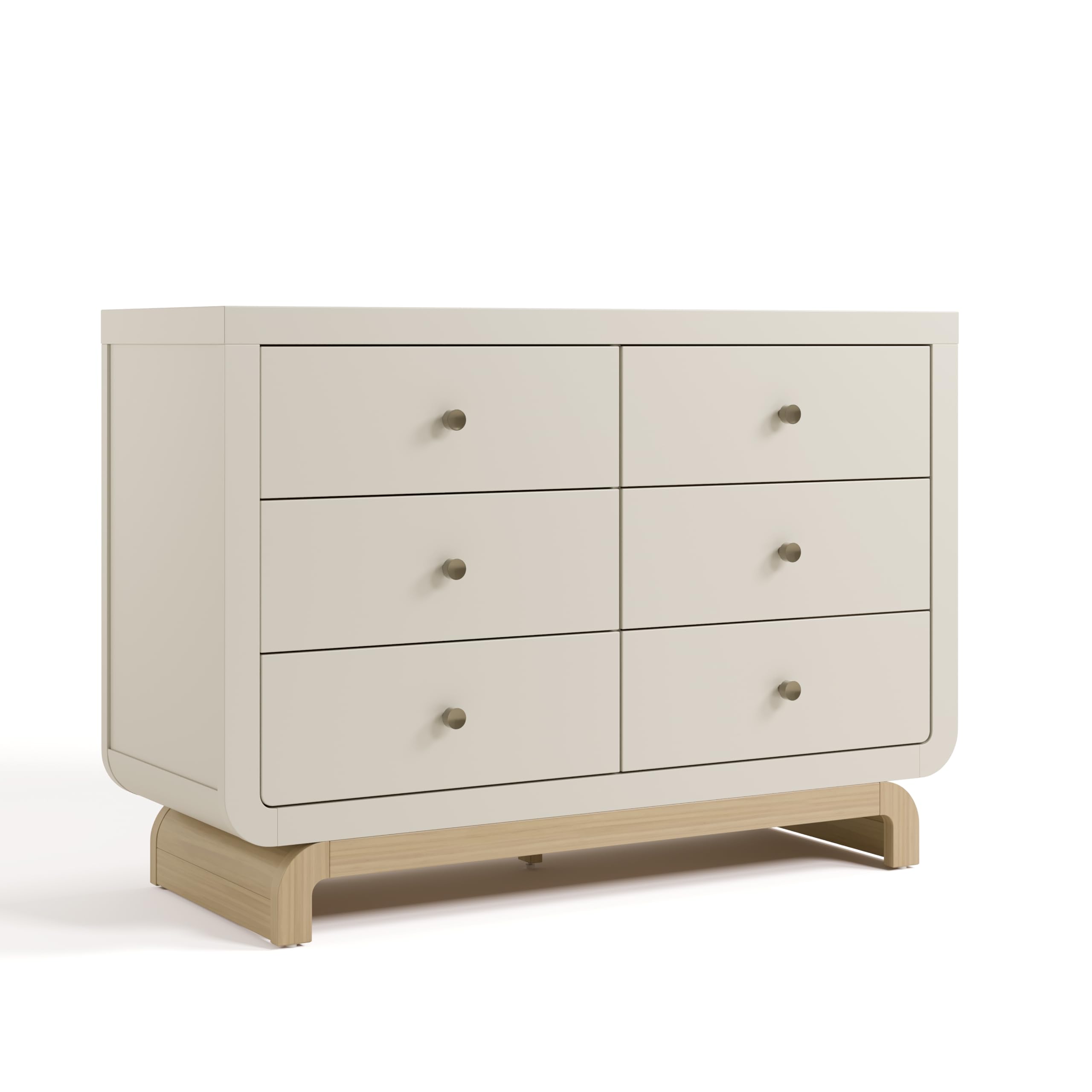 Storkcraft Santorini 6 Drawer Double Dresser (Frosted Oat with Driftwood) - GREENGUARD Gold Certified, Interlocking Drawer System, Dresser Drawer Organizer for Kids Bedroom 6 Drawer Dresser Frosted Oat With Driftwood