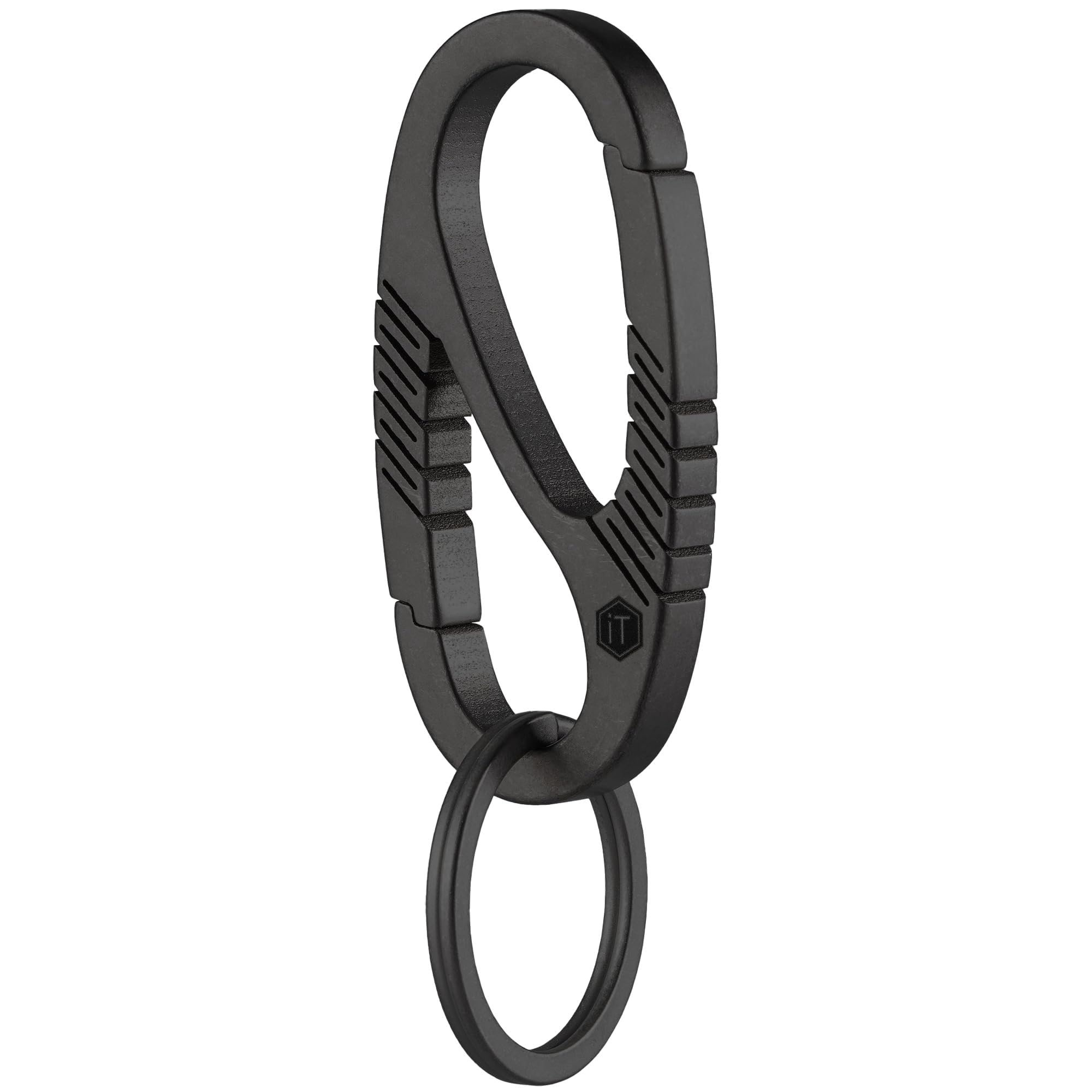 Keyunity Unisex Km08 Black Km08 Titanium Carabiner Keychain Clip,Edc Dual-Gate Quick Release Key Ring,Titanium Keyrings For Men, For Hiking & Camping (Black)