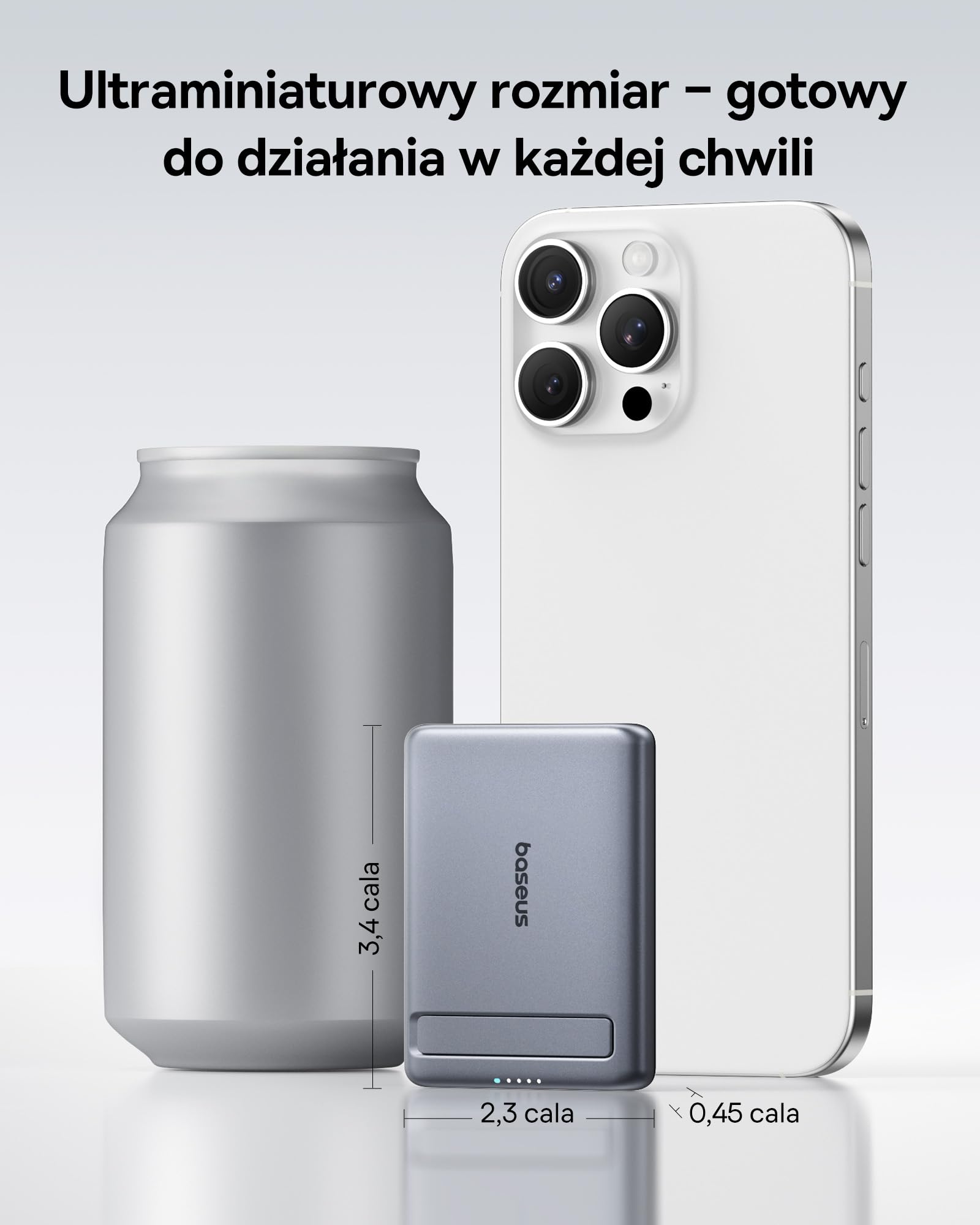 Baseus Mini MagSafe Powerbank 5000mAh Qi2 z certyfikatem ze składaną podstawką, PD 20W Magnetic Power Bank USB C Bezprzewodowy powerbank Kompatybilny z iPhone 16/15/14/13 / 12 / Pro/Pro Max Series,