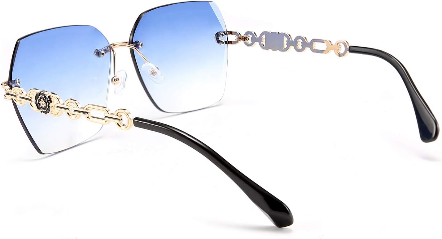FEISEDY Classic Rimless Sunglasses Women Metal Frame Diamond Cutting Lens Sun Glasses B2567 - Image 8