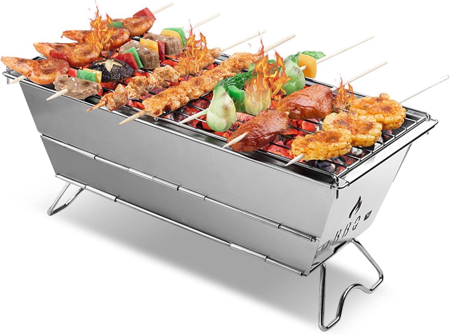 TOPINCN Stainless Steel BBQ Grill, Portable Camping Stove, Foldable Charcoal Backpacking Stove for Outdoor Picnic Cooking