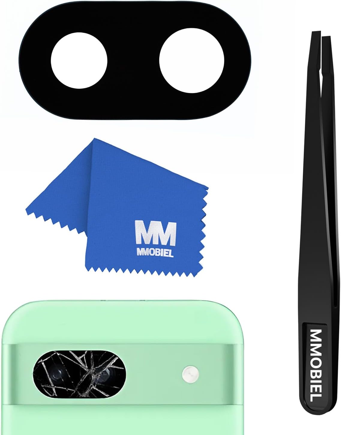 MMOBIEL Back Rear Camera Glass Lens Replacement Compatible with Google Pixel 8a - Pre-Installed Adhesive, Tweezer and Cloth