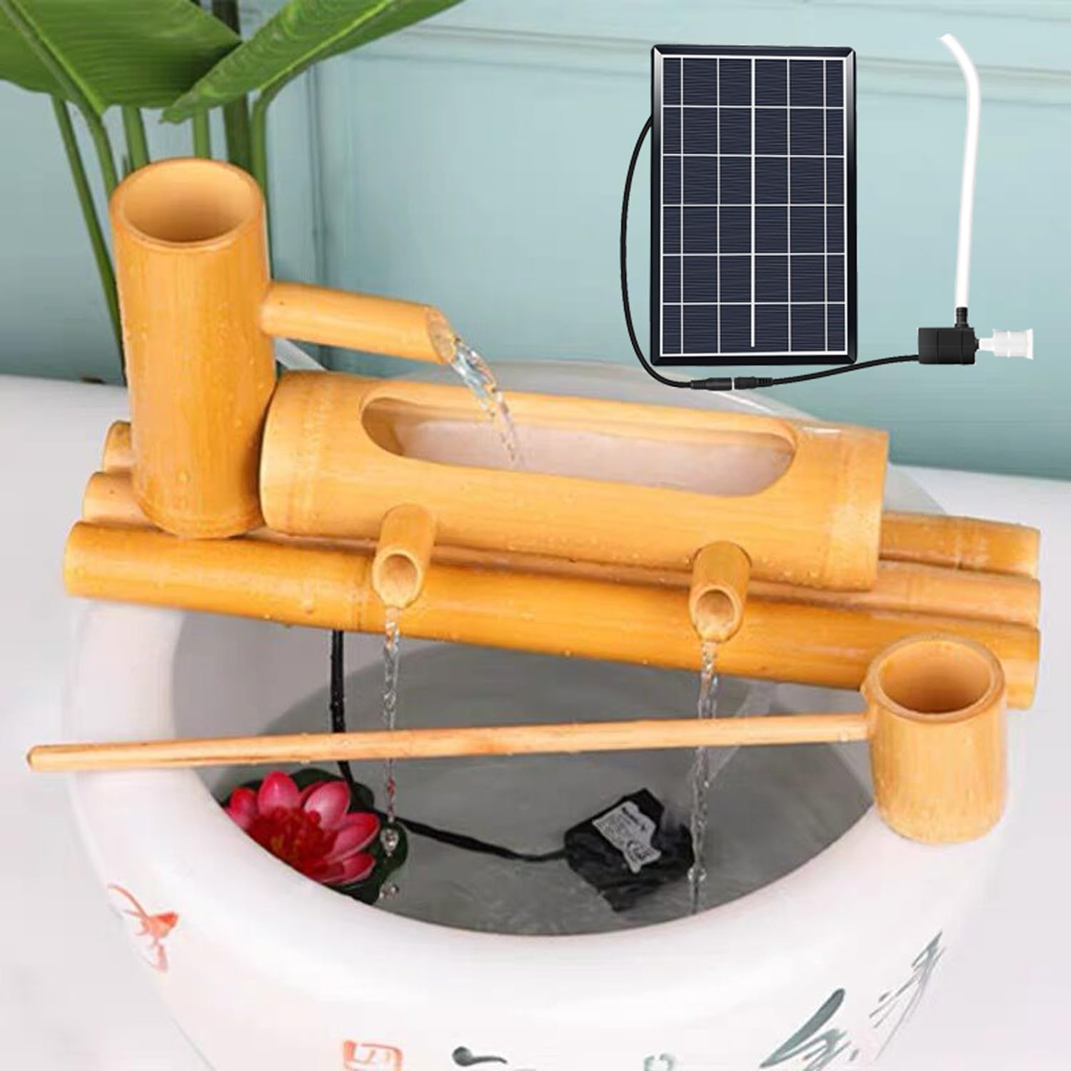 asdchZen Outdoor Freestanding Fountains With Solar Pump, Smooth Matte Surface, For Indoor Outdoor Backyard Lawn, Create Your Own Zen Fountain