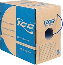 ICC Cat6e CMR Riser 1000ft - UTP 23AWG, 100% Solid Pure Copper, Unshielded, Bulk Ethernet Cable, PoE++, 600MHz, Reelex Pull Box, UL Certified, RoHS, TAA and NEC Compliant, Blue