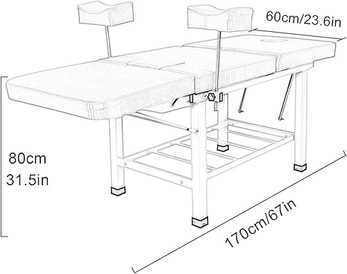 Miniatura 7 de Cama de masaje de elevación ajustable en altura, mesa de examen profesional para salón de belleza, spa, mesa facial con placa de soporte curvada