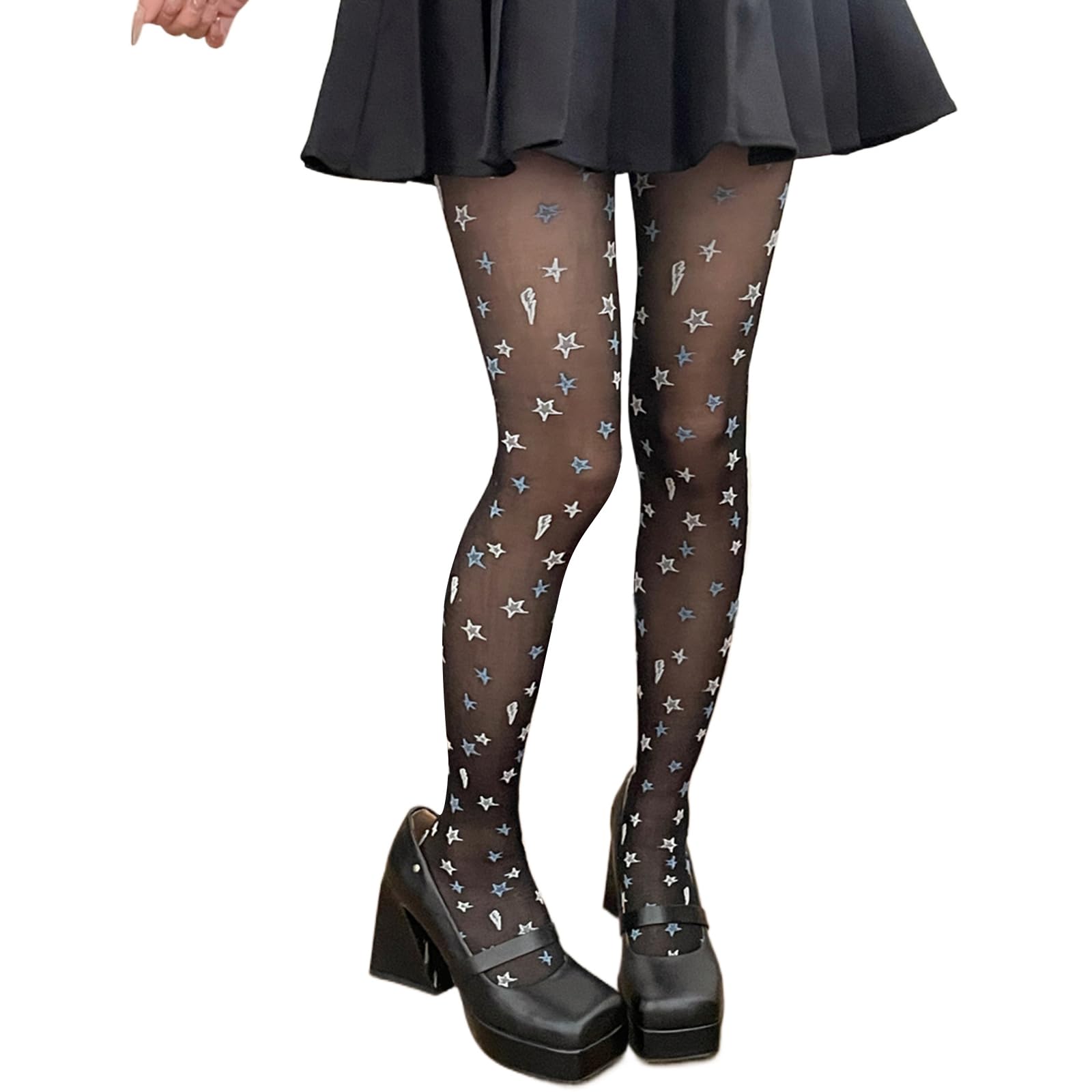 Amazon.co.jp: YIGZYCN 女性用 美的 ヴィンテージ 星柄 薄手 タイツ