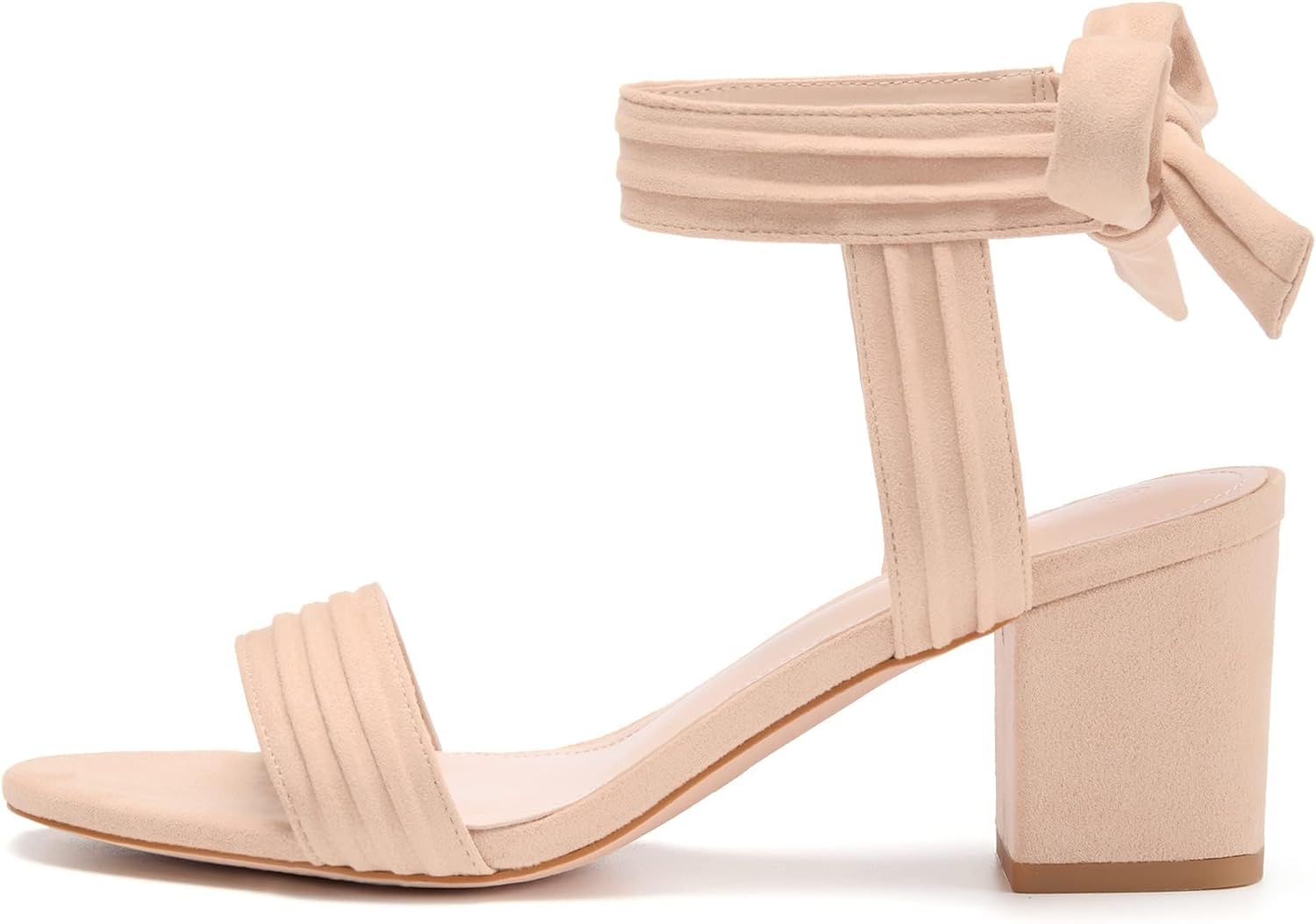 Coutgo Womens Open Toe Ankle Tie Back Low Block Chunky Heels Sandals Party Dress Pumps Shoes - Image 4