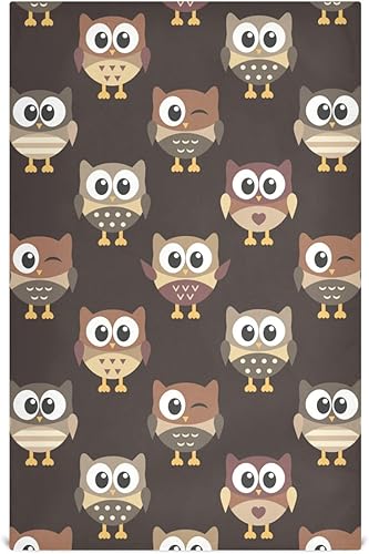 Owls - Toallas de cocina marrones, 18 x 28 pulgadas, paños de cocina súper suaves y absorbentes para lavar platos, paquete de 4 toallas de mano