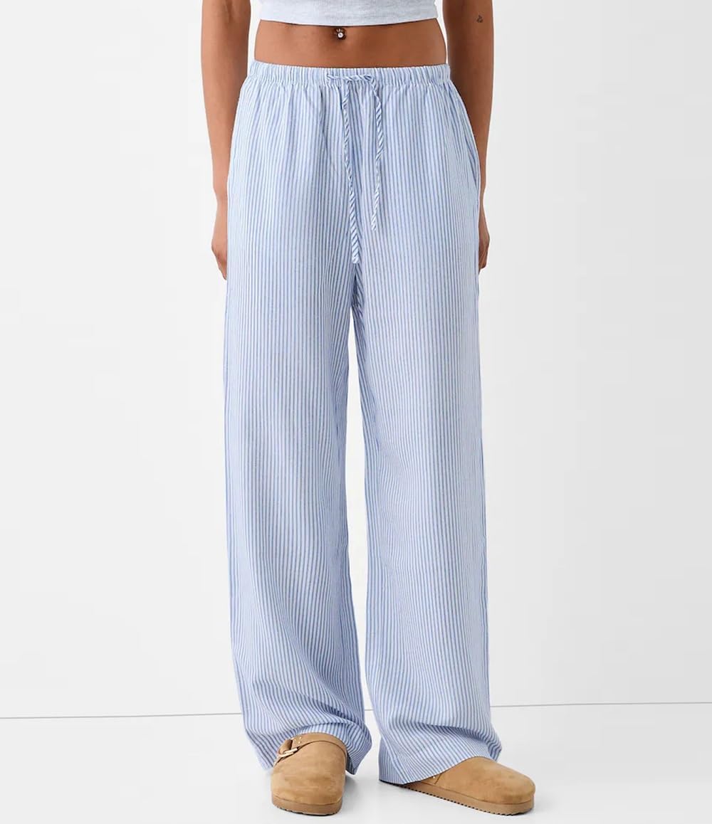 Lordree Women Drawstring Striped Pants High Waist Wide Leg Lounge Pants Casual Relaxed Fit Pajama Bottoms Y2k Streetwear - Image 4